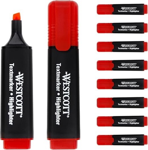 Westcott red highlighter - red, pens
